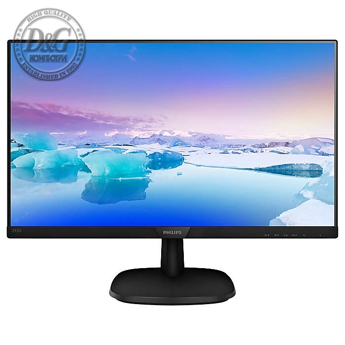 Philips 243V7QDSB, 23.8" Ultra Narrow Wide IPS LED, 4 ms, 1000:1, 10M:1 DCR, 250 cd/m2, FHD 1920x1080@75Hz, Flicker-Free, Low Blue, D-Sub, DVI, HDMI, Black