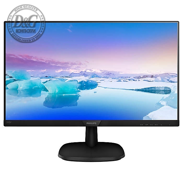 Philips 243V7QDAB, 23.8" Ultra Narrow Wide IPS LED, 4 ms, 1000:1, 10M:1 DCR, 250 cd/m2, FHD 1920x1080@75Hz, Flicker-Free, Low Blue, D-Sub, DVI, HDMI, Headphone Out, Speakers, Black