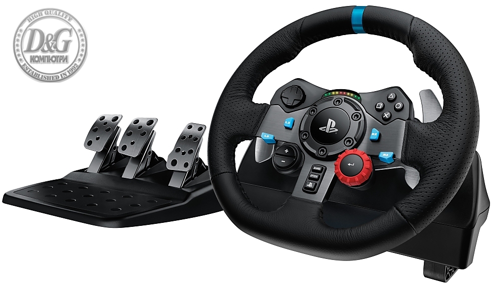 Logitech G29 Driving Force Racing Wheel, PlayStation 4, PlayStation 3, PC, 900° Rotation, Dual Motor Force Feedback, Adjustable Pedals, Leather
