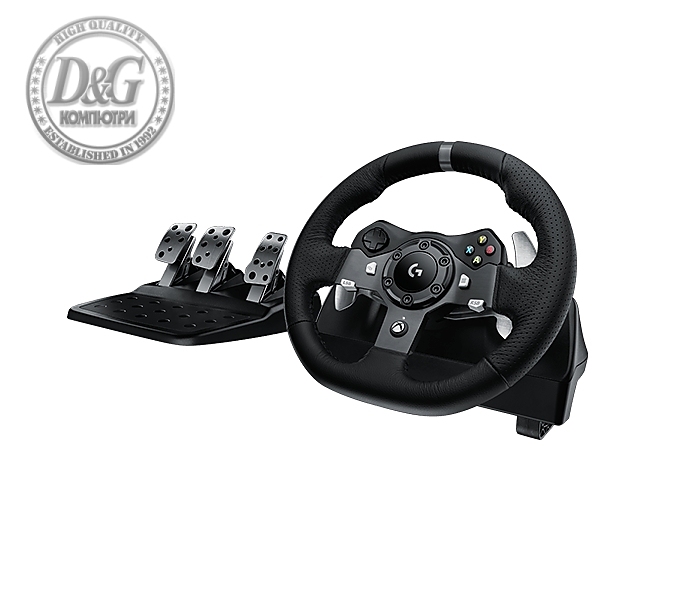 Logitech G920 Driving Force Racing Wheel, Xbox One, PC, 900° Rotation, Dual Motor Force Feedback, Adjustable Pedals, Leather