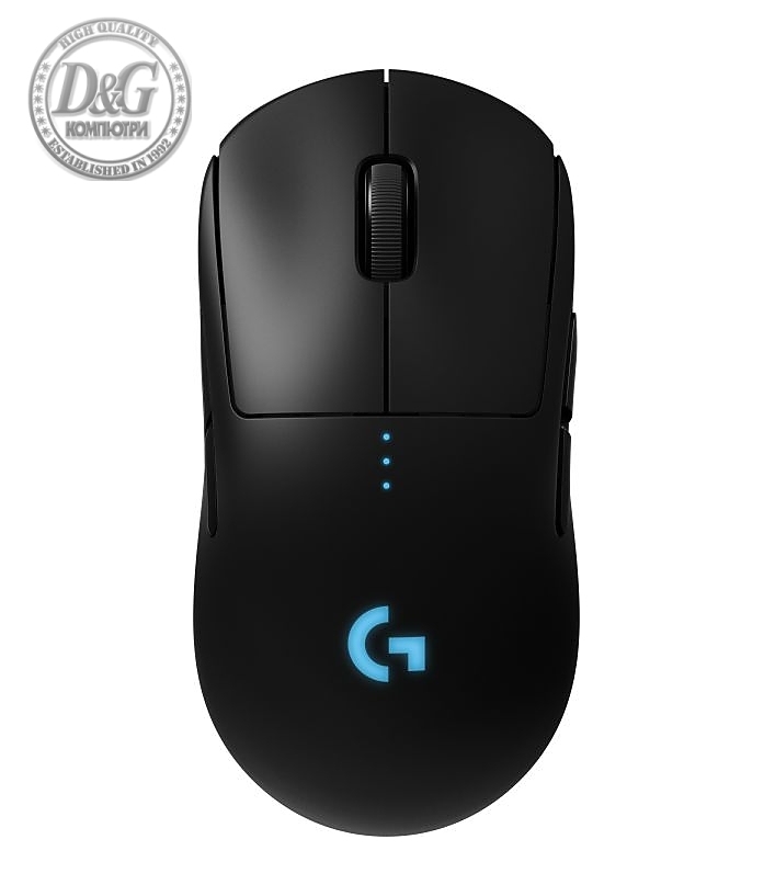 Logitech G Pro Wireless Mouse, Lightsync RGB Logo, Lightspeed Wireless 1ms, HERO 25K DPI Sensor, 400 IPS, Programmable Buttons, On-board Memory, Lightweight 80g, Black