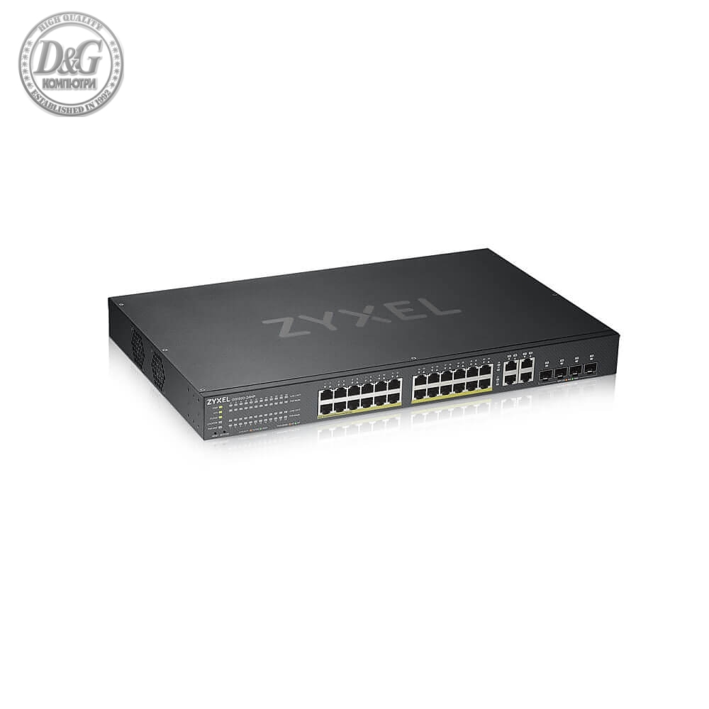 ZyXEL GS1920-24HPv2, 28 Port Smart Managed Switch 24x Gigabit Copper and 4x Gigabit dual pers., hybird mode, standalone or NebulaFlex Cloud