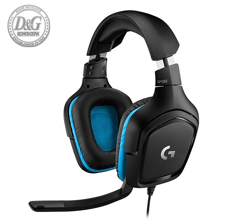 Logitech G432 Surround Headset, 50 mm Drivers, 7.1 DTS Headphone:X 2.0 Surround, Leather Ear Cushions, PC, Nintendo Switch, PS4, Xbox One, Black
