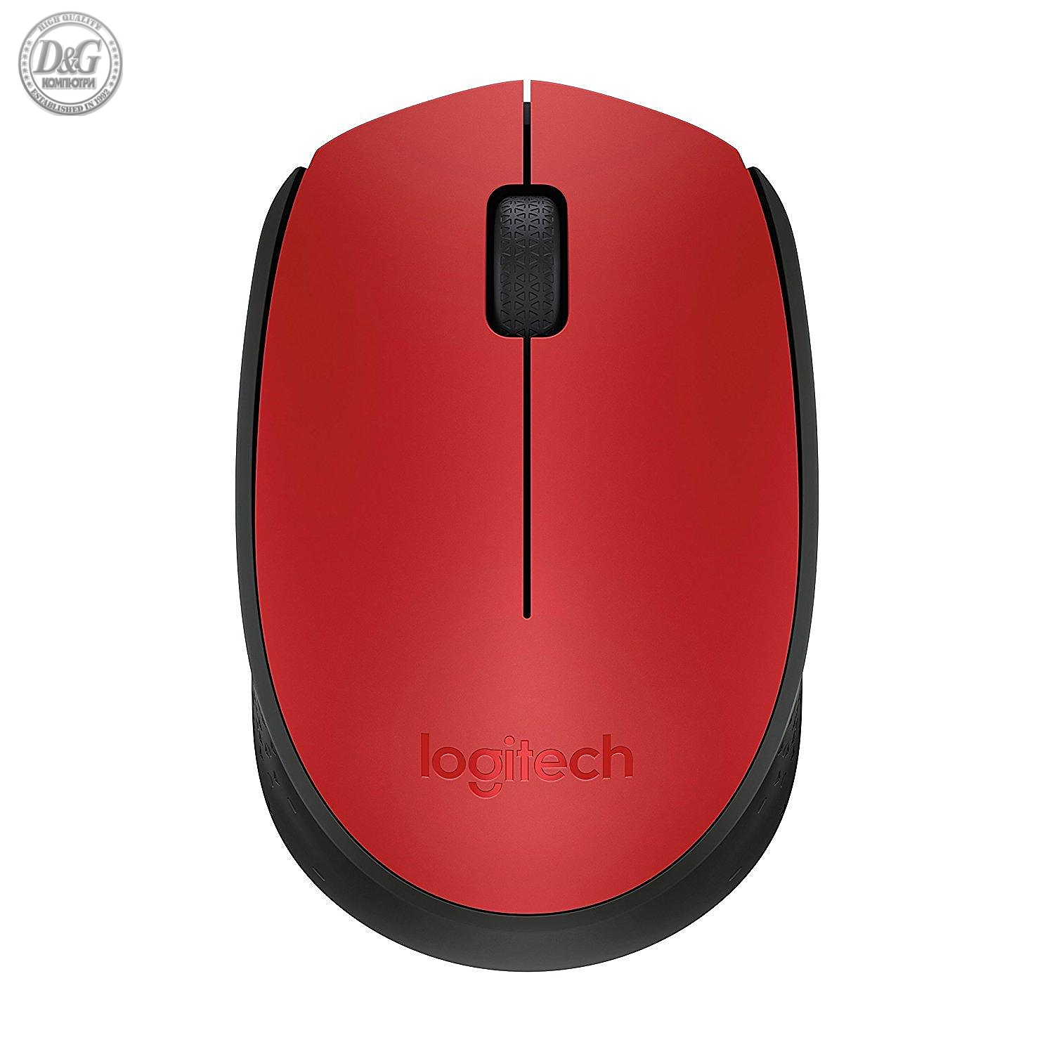 Безжична оптична мишка LOGITECH M171, Червен, USB