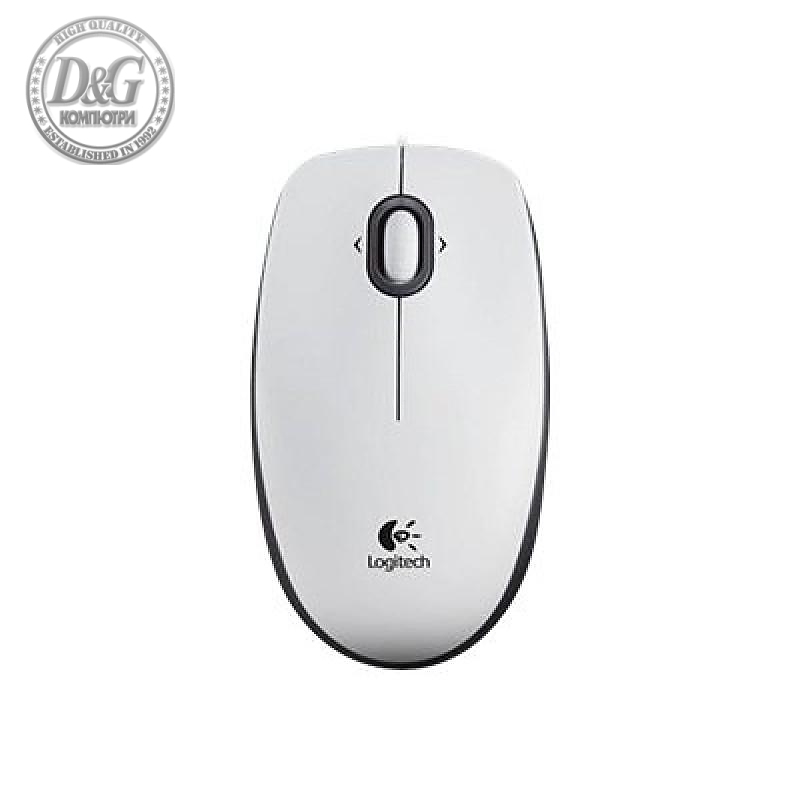 Жична оптична мишка LOGITECH B100, Бял, USB
