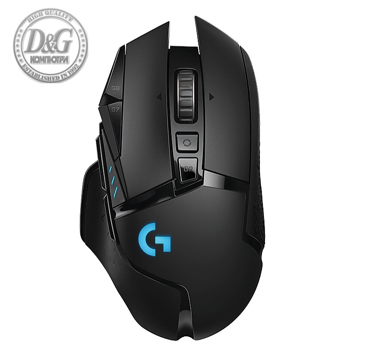 Logitech G502 Wireless Mouse, Lightsync RGB, Lightspeed Wireless, HERO 25K DPI Sensor, 400 IPS, 4x2g + 2x4g Optional Weights, 11 Programmable Buttons, 121g, Black