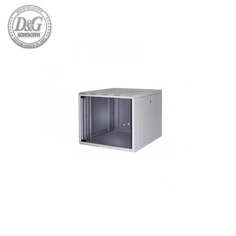 Formrack 19" Wall Mounted rack 9U SOHO 512/400mm, height: 448mm, loading capacity: 50kg., tempered glass door, 19" front rails