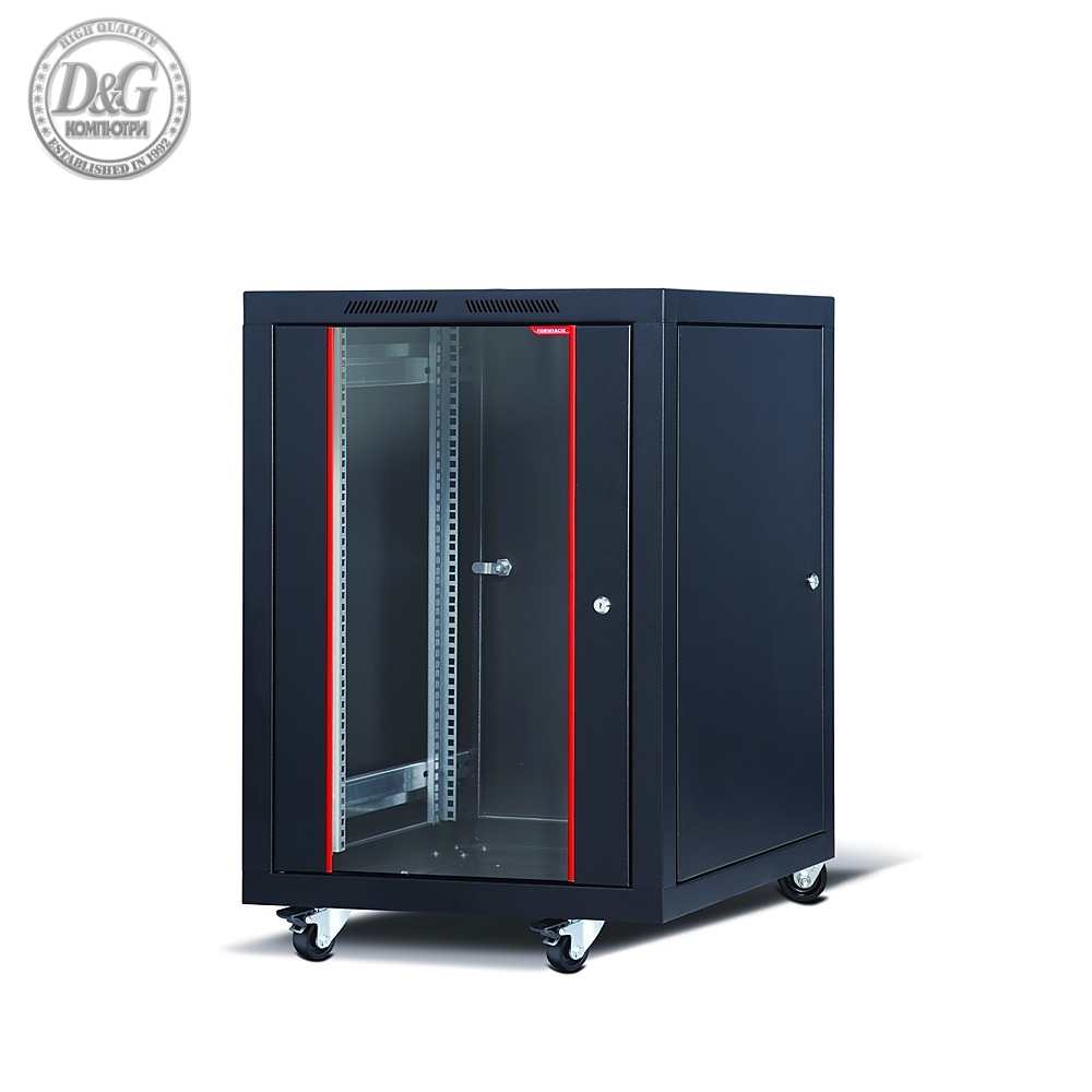Formrack 19" Free standing rack 20U 600/800mm, height: 1120 mm, loading capacity: 600 kg, front tempered glass door, openable locking sides and back (does not include castor/feet group)