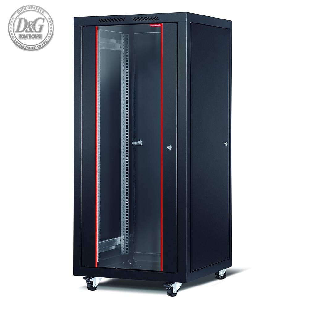 Formrack 19" Free standing rack 32U 600/800mm, height: 1653 mm, loading capacity: 600 kg, front tempered glass door, openable locking sides and back (does not include castor/feet group)