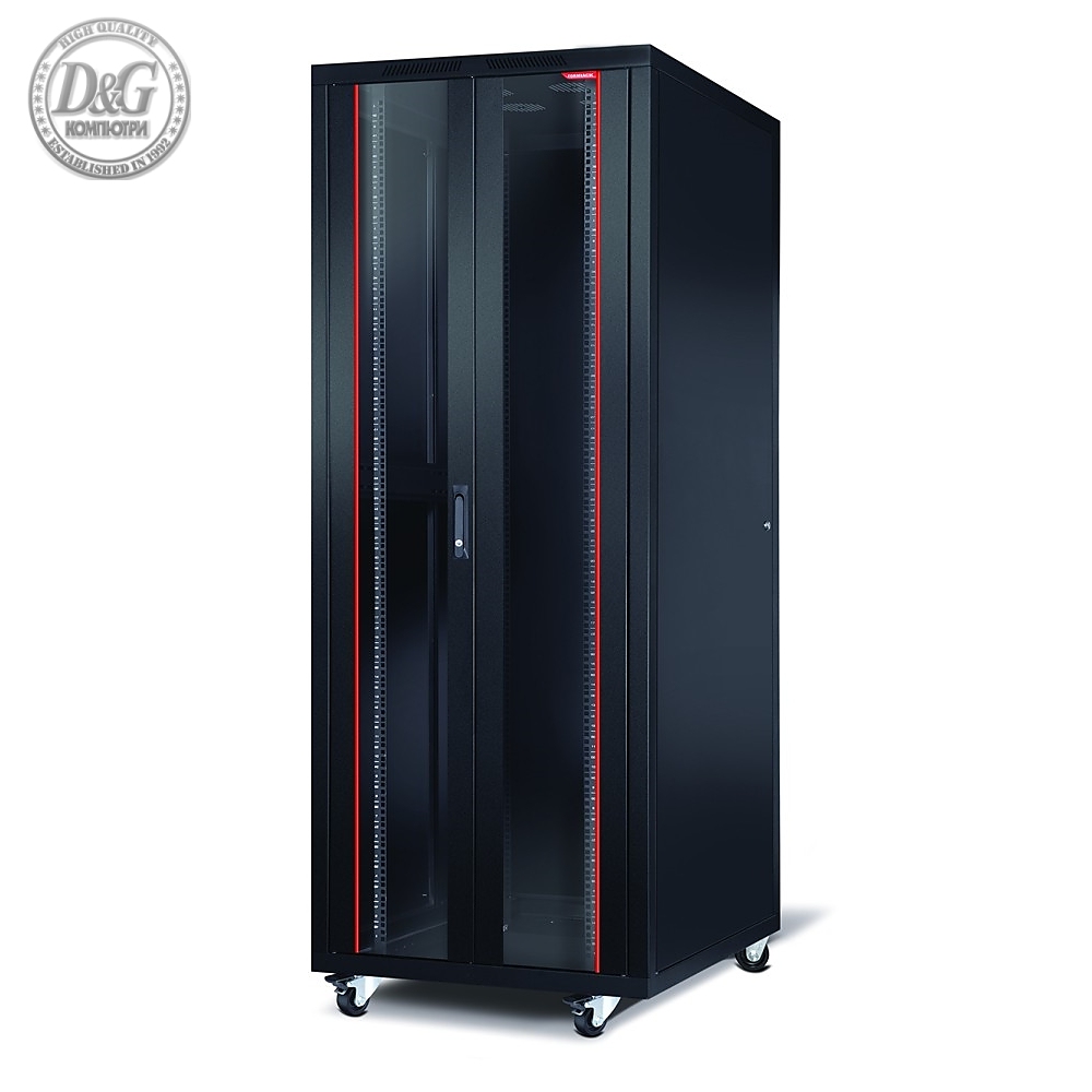 Formrack 19" Free standing rack 42U 600/800mm, height: 2098 mm, loading capacity: 600 kg, front tempered glass door, openable locking sides and back (does not include castor/feet group)