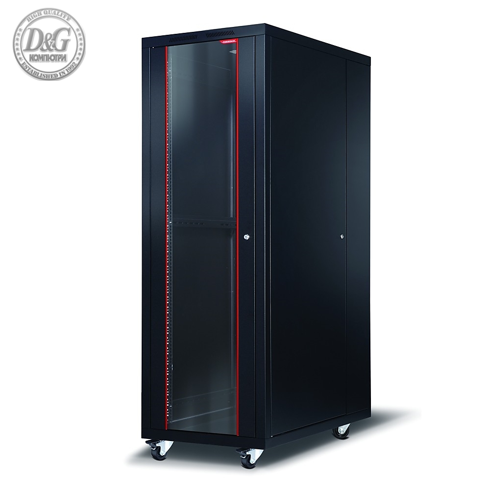 Formrack 19" Free standing rack 36U 600/1000mm, height: 1831 mm, loading capacity: 600 kg, front tempered glass door, openable locking sides and back (does not include castor/feet group)