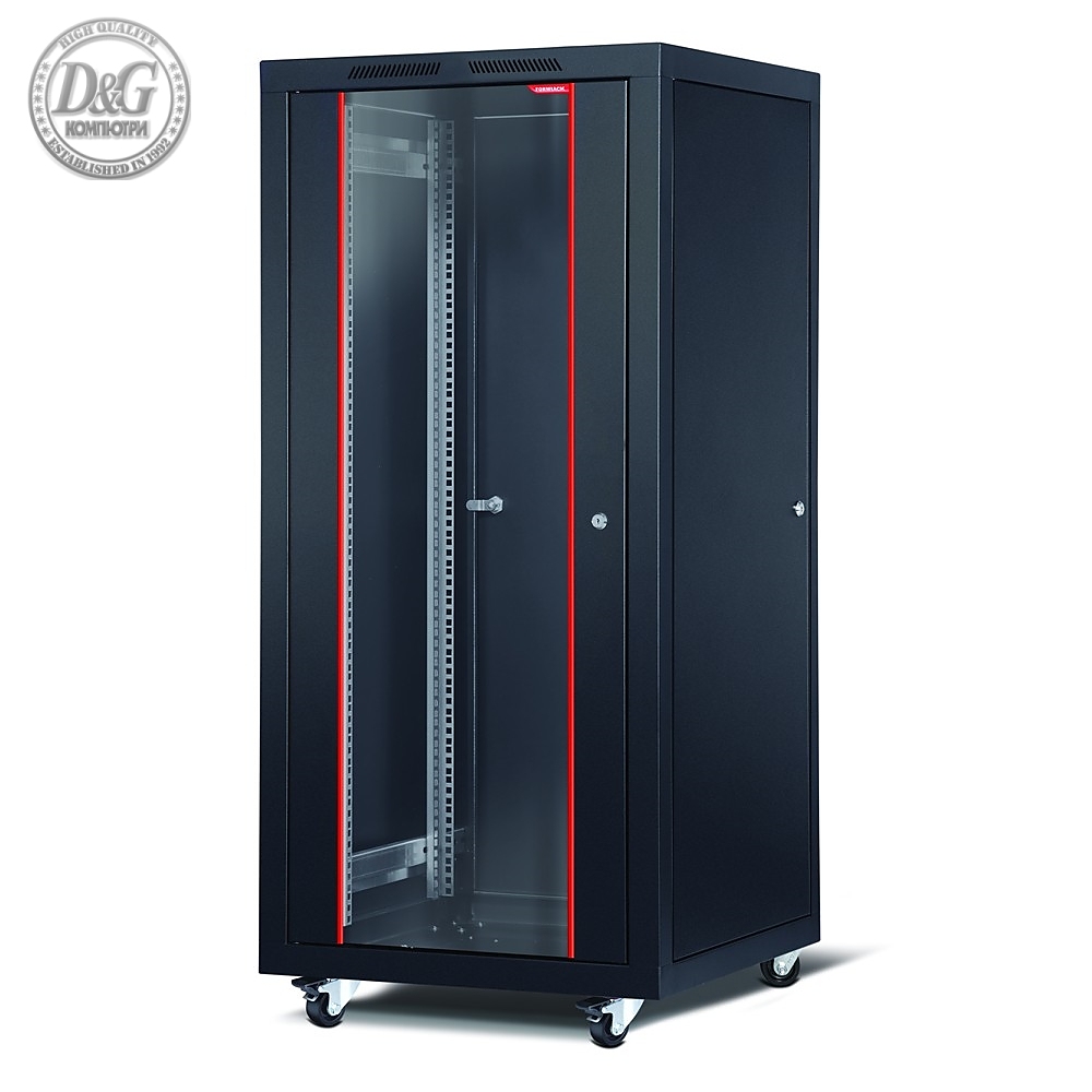 Formrack 19" Free standing rack 32U 800/800mm, height: 1653 mm, loading capacity: 600 kg, front tempered glass door, openable locking sides and back (does not include castor/feet group)