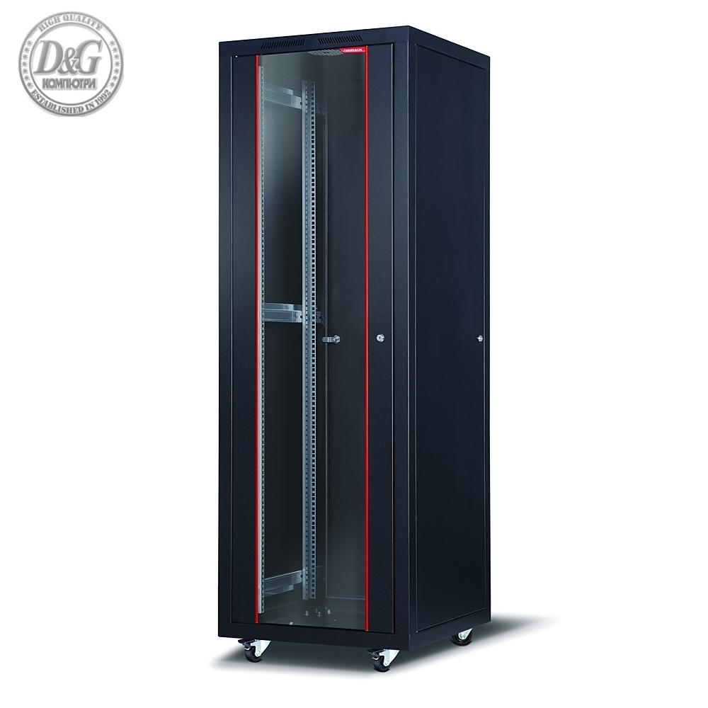 Formrack 19" Free standing rack 36U 800/800mm, height: 1831 mm, loading capacity: 600 kg, front tempered glass door, openable locking sides and back (does not include castor/feet group)
