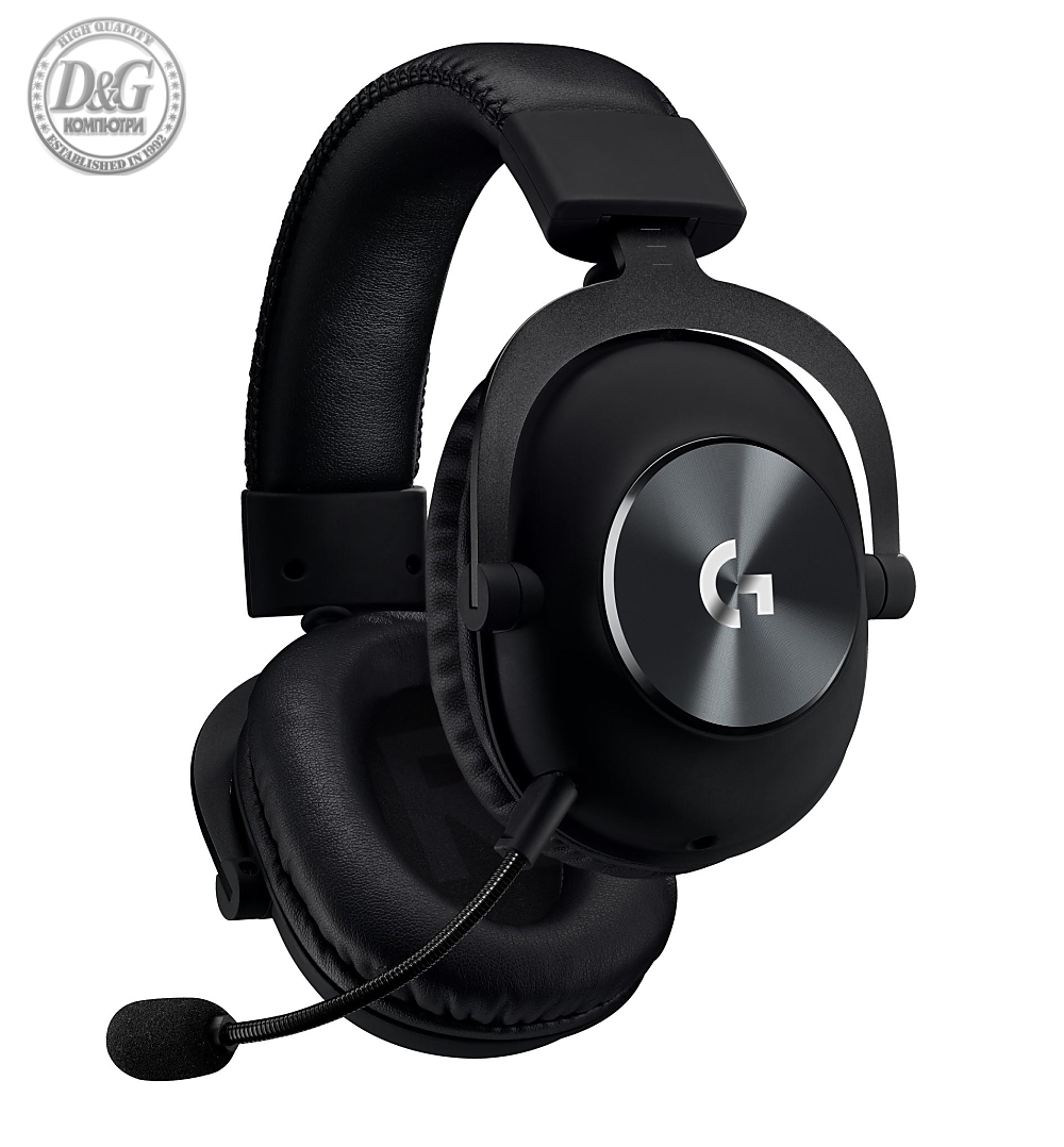 Logitech PRO X Headset, PRO-G 50 mm Drivers, 7.1 DTS Headphone:X 2.0 Surround, Leather/Mesh Memory Foam Ear Cushions, Blue Voice Microphone, Black