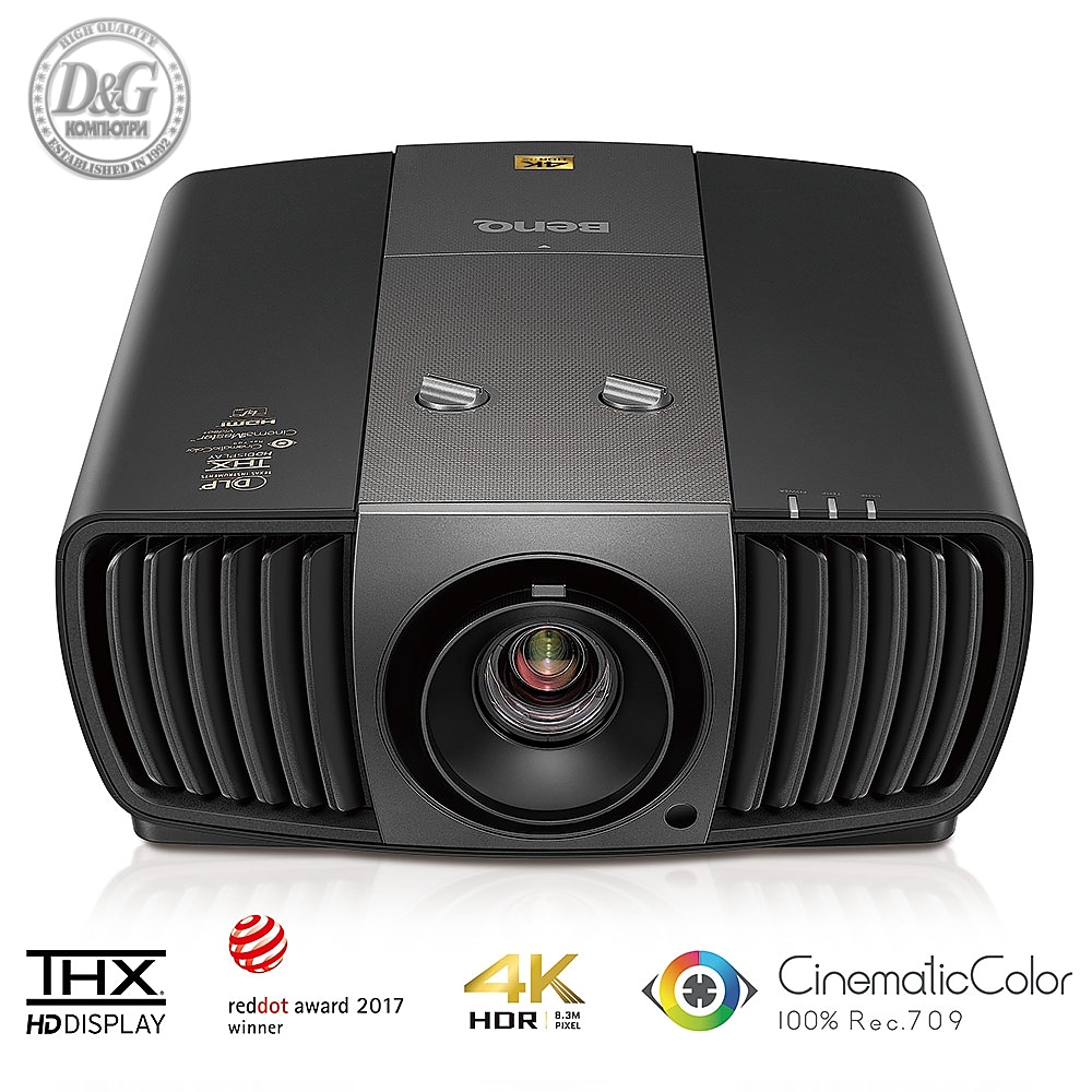 BenQ W11000H, DLP, 4K (3840x2160), 50 000:1, 2200 ANSI Lumens, Pro Cinema Projector, THX technology, CinematicColor, HDR, Horizontal and Vertical lens shift, 3D via HDMI 2.0a, 81% DCI-P3, Zoom 1.5x, VGA, HDMI, LAN, DC12V Trigger, 14.8 kg.