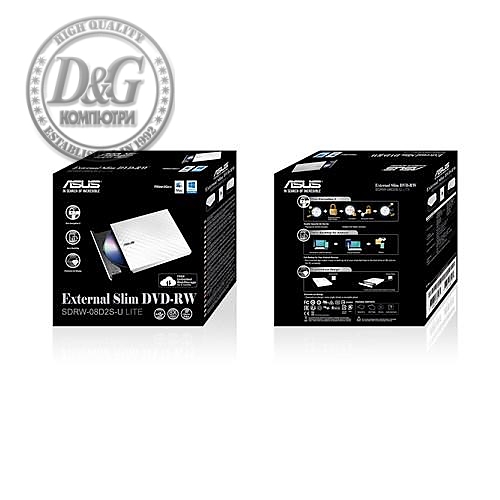 DVD Writer ASUS SDRW-08D2S-U LITE, USB 2.0, White