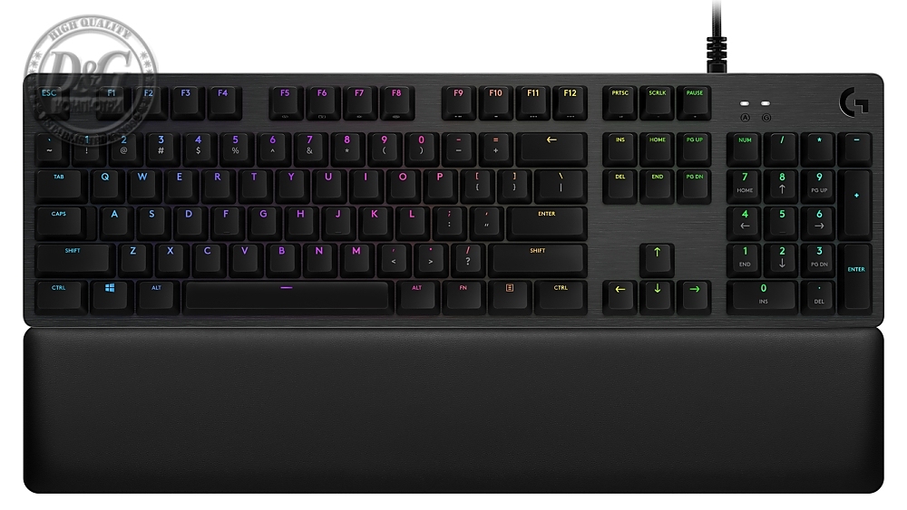 Logitech G513 Keyboard, GX Brown Tactile, Lightsync RGB, USB Passthrough Data/Power, Alumium Alloy, Game Mode, Memory Foam Palmrest, Gaming Keycaps, Keycap Puller, Black Carbon