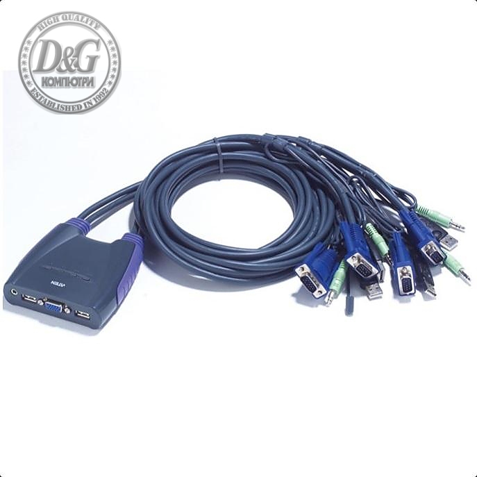 KVM суич ATEN CS64US, от 2x USB A, 1x VGA, 1x 3.5mm jack към 4x USB A, 4x VGA), 4x 3.5mm jack