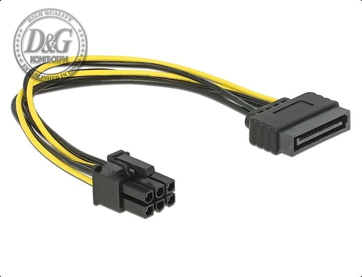 Cable DeLock Power SATA 15 pin to 6 pin PCI Express,  20 cm