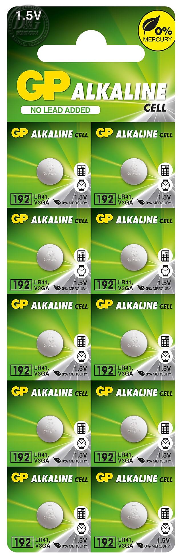 Бутонна алкална батерия GP192 LR-41/ 10 бр./pack цена за 1 бр./ 1.55V AG3