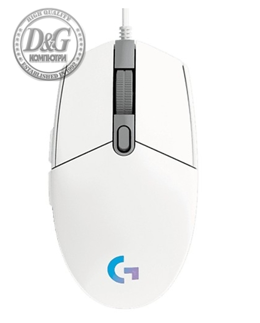 Logitech G102 Mouse, Lightsync RGB, 8000 DPI, 6 Programmable Buttons, White
