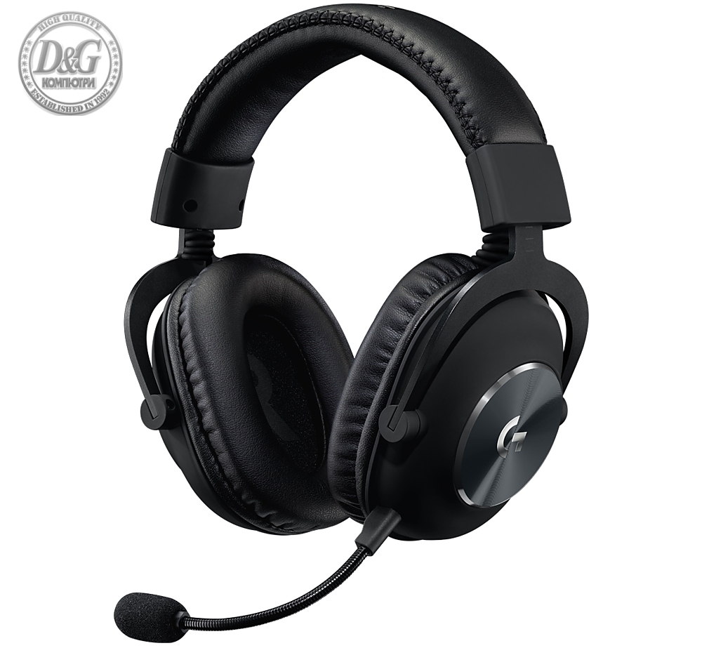Logitech PRO X Wireless Headset, Lightspeed Wireless, PRO-G 50 mm Drivers, 7.1 DTS Headphone:X 2.0 Surround, Leather/Mesh Memory Foam Ear Cushions, Blue Voice Microphone, Black