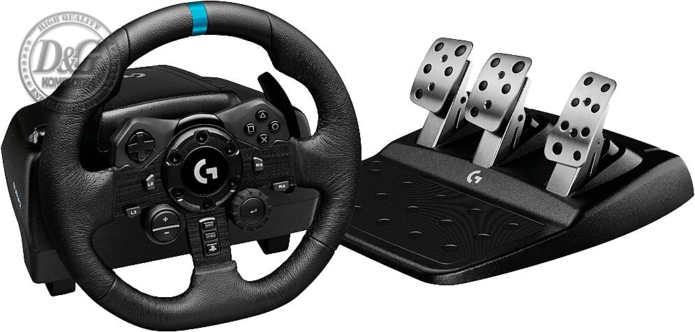 Logitech G923 Racing Wheel And Pedals, Play Station 4, PC, 900° Rotation, Trueforce Next-Gen Force Feedback, Dual Clutch (In Supported Games), Aluminium, Steel, Leather