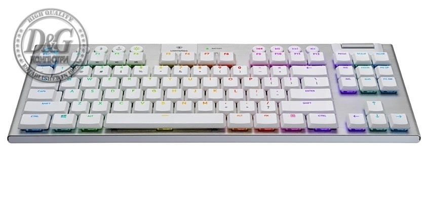 Logitech G915 Wireless TKL Keyboard, GL Tactile Low Profile, Lightspeed Wireless, Lightsync RGB, Game Mode, Media Controls, White