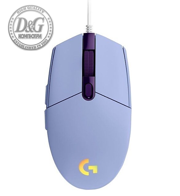 Logitech G102 Mouse, Lightsync RGB, 8000 DPI, 6 Programmable Buttons, Lilac