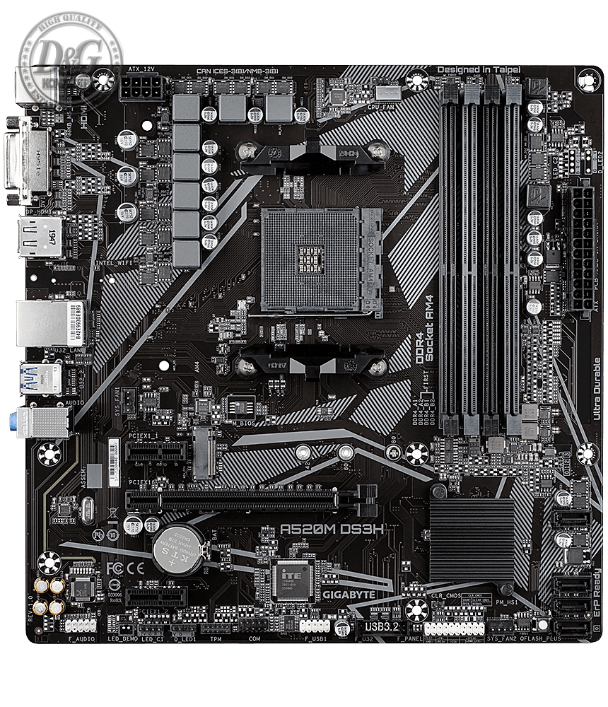 Дънна платка GIGABYTE A520M-DS3H, Socket AM4, mATX, 4xDDR4, M.2