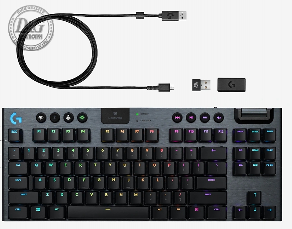 Logitech G915 Wireless TKL Keyboard, GL Tactile Low Profile, Lightspeed Wireless, Lightsync RGB, Game Mode, Media Controls, Carbon