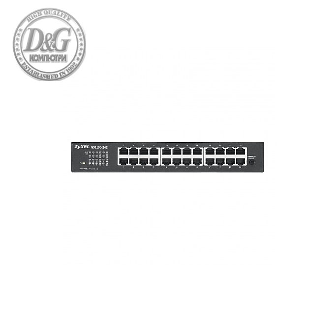 ZyXEL GS1100-24E 24-port Gigabit Unmanaged switch v3, Fanless, 802.3az (Green), desktop/19" rackmount