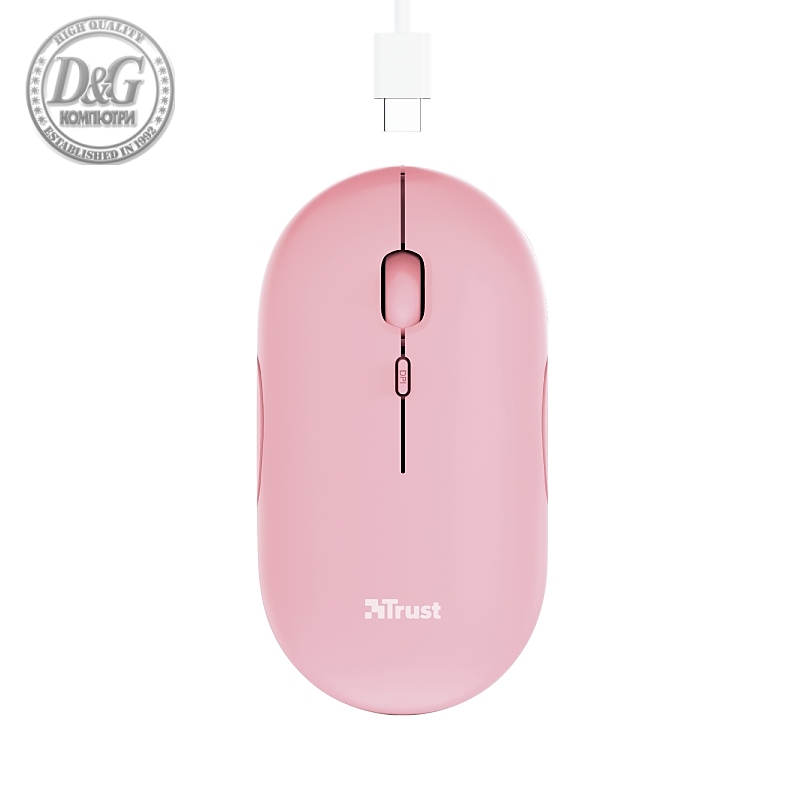 TRUST Puck Wireless & BT Rechargeable Mouse Pink