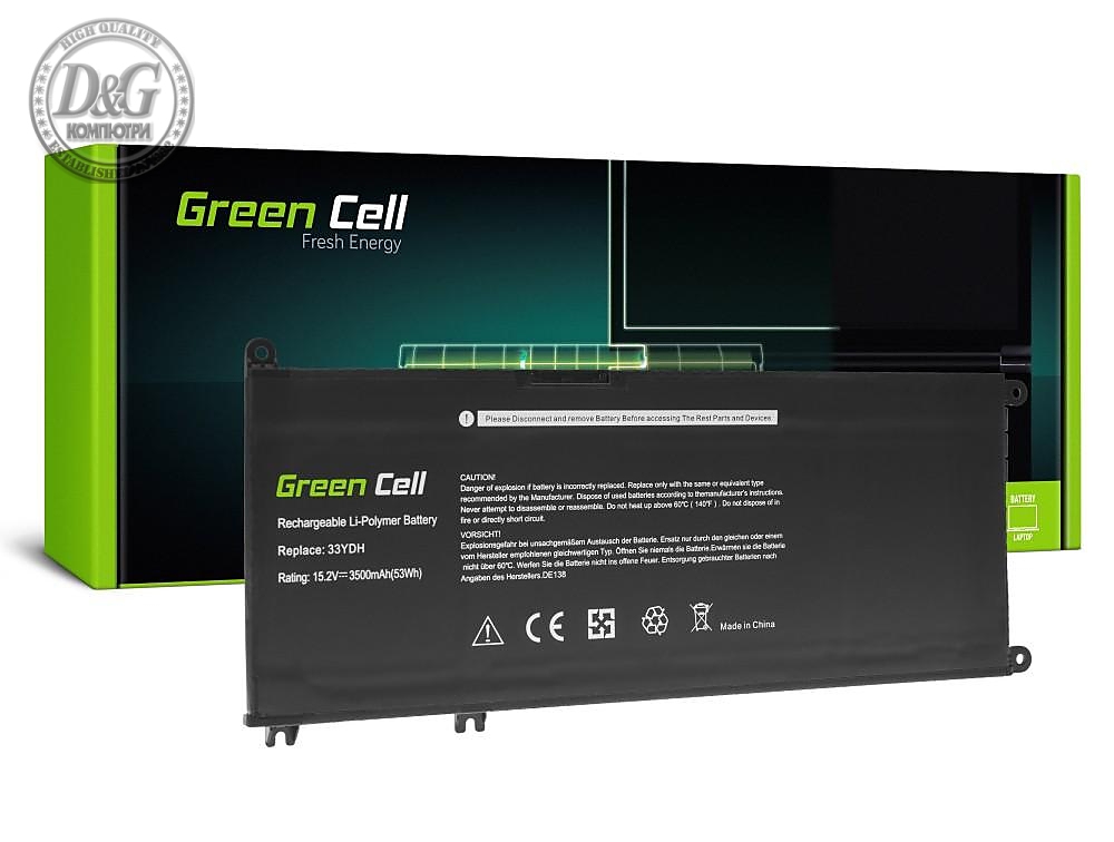 Батерия за лаптоп  Dell 33YDH for Dell Inspiron G3 3579 3779 G5 5587 G7 7588 7577 7773 7778 7779 7786 Latitude 3380 3480 3490 3590  15,2V 3400mAh  GREEN CELL