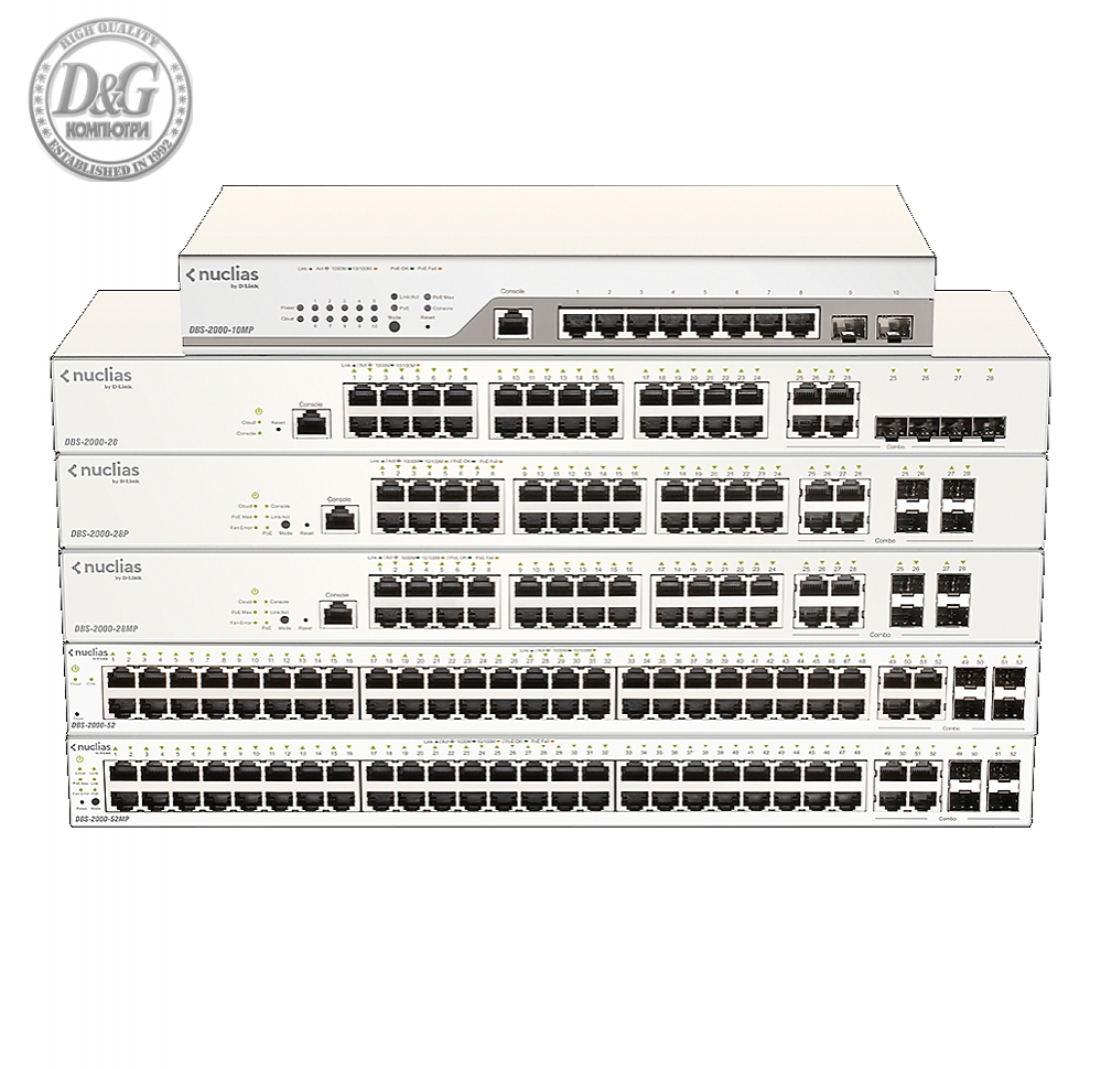 D-Link 28-Port Gigabit PoE+ Nuclias Smart Managed Switch including 4x 1G Combo Ports, 370W (With 1 Year License)