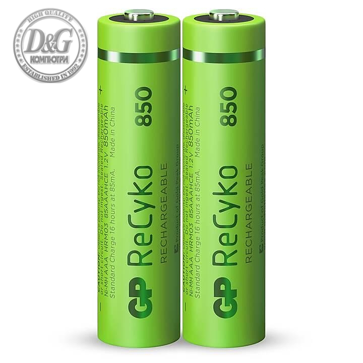 Акумулаторна Батерия GP R03 AAA 850mAh NiMH 85AAAHCE-EB2 RECYKO, 2 бр. в опаковка
