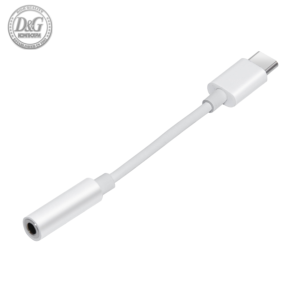 Makki преходник Adapter Type-C M to 3.5mm audio jack 4P F, White - MAKKI-CBL-C-AUDIO-WH