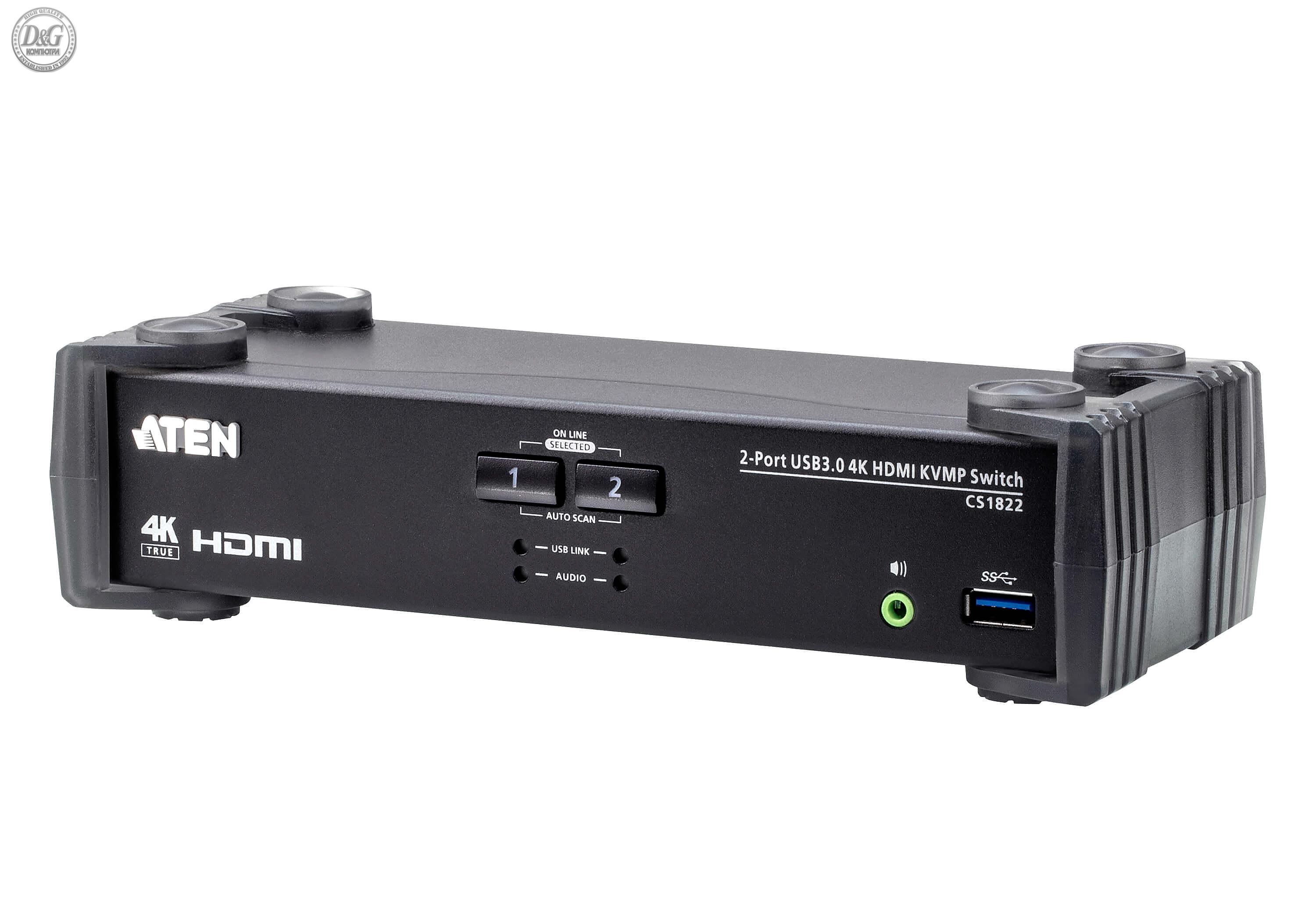 KVMP прµвк»ю‡в°‚µ» ATEN CS1822, 2-пор‚ов, 4K, USB 3.0, HDMI Audio