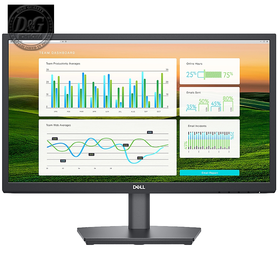 Dell Monitor LED E2222HS, 21.45", FHD 1920x1080 VA AG 16:9 60Hz, 250 cd/m2, 3000:1, 178°/178°, 5ms GtG, Flicker Free, 1xHDMI, 1xDP, 1xVGA, Height, Tilt adjustable, 3Y