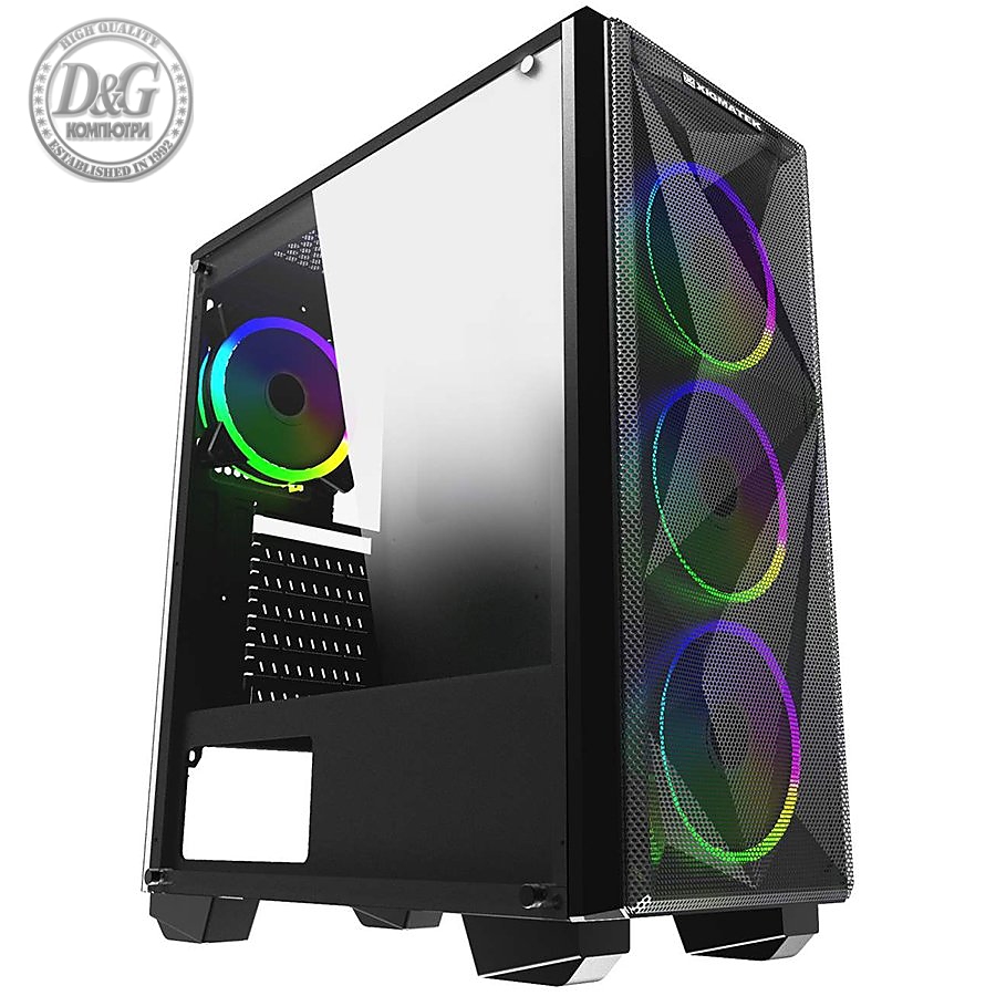 Chassis Beast EN42876, ATX, M-ATX, Mini ITX, USB3.0x1, USB2.0x2, Front Mesh Grill & Left Tempered Glass, CY120 Fansx4 (Fx3 & Rx1)