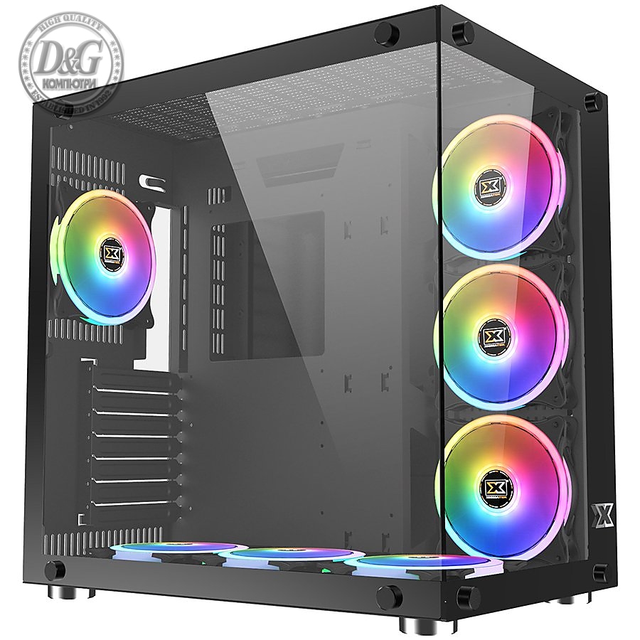 Chassis Aquarius Plus EN43354, ATX, M-ATX, Mini ITX, USB3.0x2 +USB2.0x1, Front & Left Tempered Glass, 7PCS CY120 RGB Fan, Frontx3+Bottomx3+Rearx1