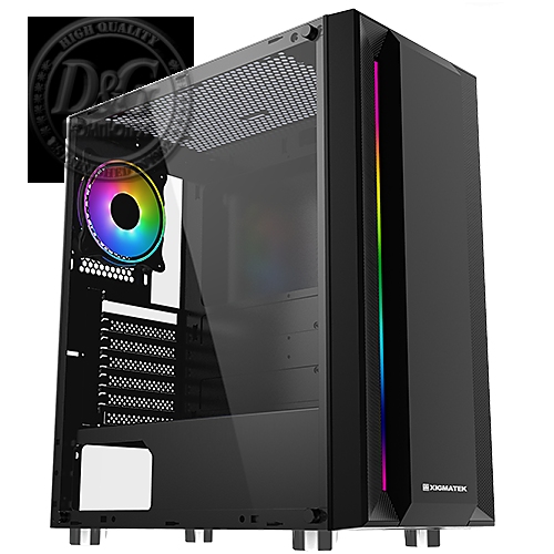Chassis Helios EN43224, ATX, M-ATX, Mini ITX USB3.0x1 + USB2.0x2, Rainbow LED Stripe Frontpanel, Left Tempered Glass, 1xCR120