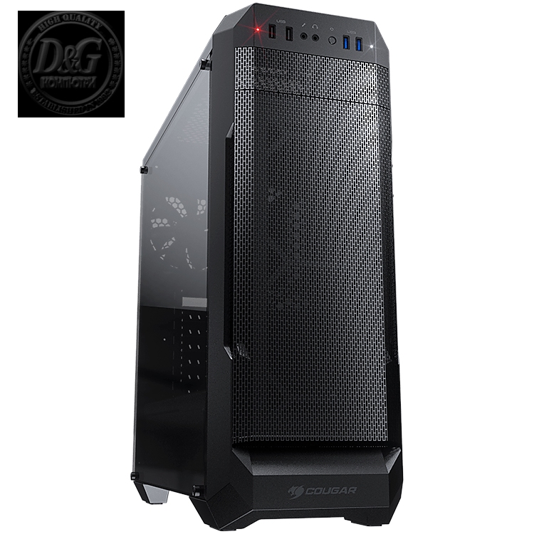 Chassis COUGAR MX331 Mesh, Mid Tower, MiniITX/MicroATX/ATX, 204x481x443(mm), USB 3.0 x 2, USB 2.0 x 2, Mic x 1 / Audio x 1, Reset Button, Mesh Front Panel, 120mm x 1( Black fan x 1 pre-installed), Transparent Left Panel, Maximum Number of Fans: 5 max
