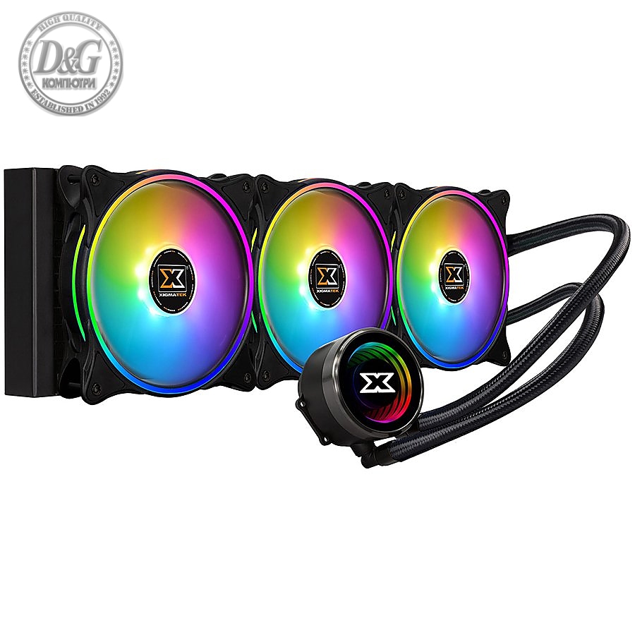 Xigmatek Aurora AIO Liquid Cooler 360mm ARGB MB SYNC EN42814; Intel: LGA 2066/2011-v3/2011/1366/115x; AMD: TR4/AM4/AM3+/AM3/AM2+/AM2/FM2+/FM2/FM1; 3x120mm AT120 Rainbow Fan