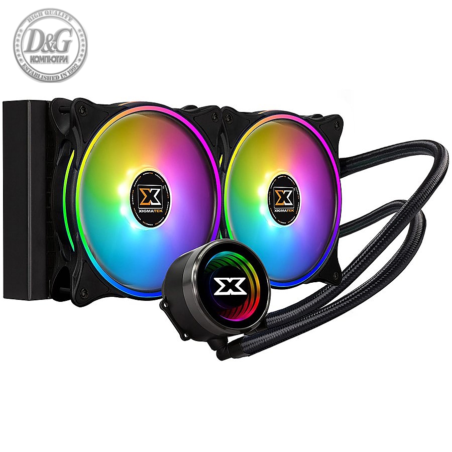 Xigmatek Aurora AIO Liquid Cooler 240mm ARGB MB SYNC EN42807; Intel: LGA 2066/2011-v3/2011/1366/115x; AMD: AM4/AM3+/AM3/AM2+/AM2/FM2+/FM2/FM1