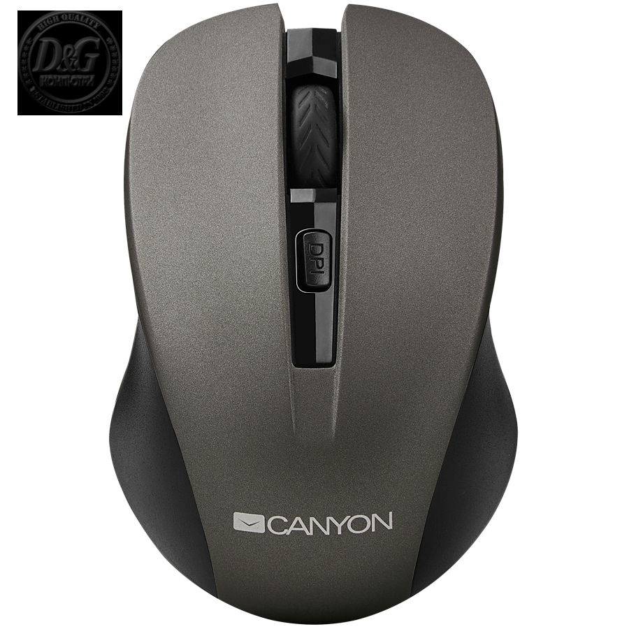 CANYON MW-1 2.4GHz wireless optical mouse with 4 buttons, DPI 800/1200/1600, Gray, 103.5*69.5*35mm, 0.06kg