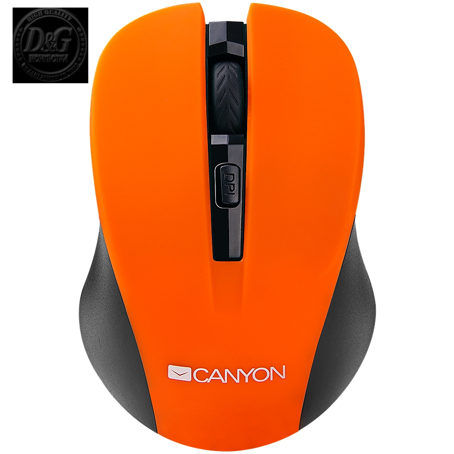 CANYON MW-1 2.4GHz wireless optical mouse with 4 buttons, DPI 800/1200/1600, Orange, 103.5*69.5*35mm, 0.06kg