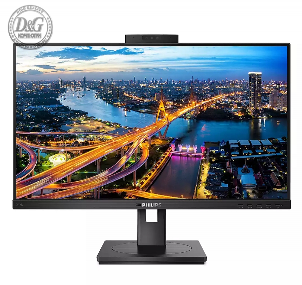 Philips 242B1H/00, 23.8" IPS WLED, 1920x1080@75Hz, 4GtG, 250cd/m2, 1000:1, DCR 50M:1, Adaptive Sync, FlickerFree, Low Blue Mode, 2Wx2, Tilt, Height Adjust, Pivot, Swivel, D-SUB, DVI, HDMI, DP, USB hub