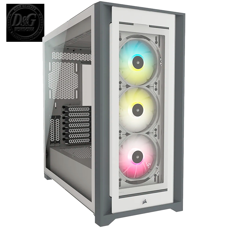 CORSAIR iCUE 5000X RGB Tempered Glass Mid-Tower ATX PC Smart Case ” White