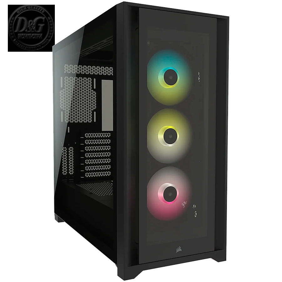 CORSAIR iCUE 5000X RGB Tempered Glass Mid-Tower ATX PC Smart Case ” Black